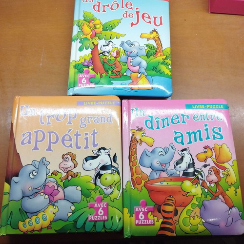 3 French children's puzzle books set