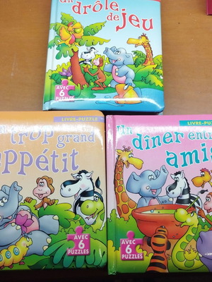 3 French children's puzzle books set