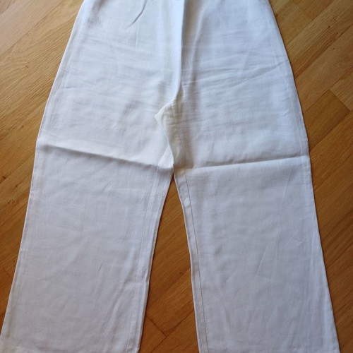 Linen pants Marks & Spencer used, white with sequin belt, size S