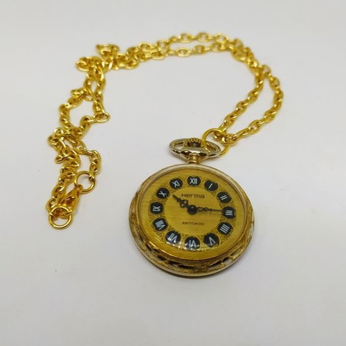 Pocket watch Herma Antichoc 1950-60 used, winding, gold-plated