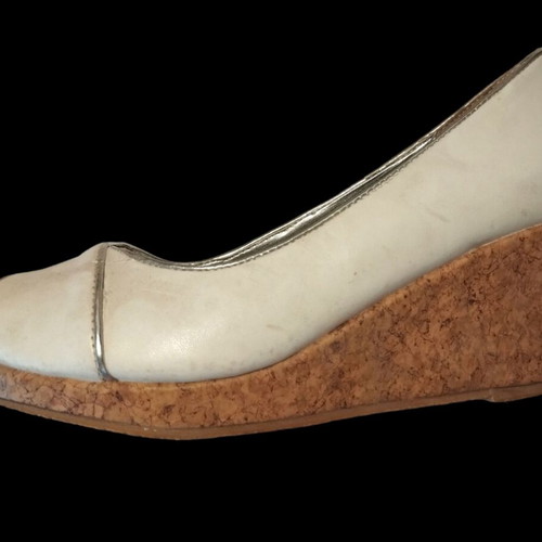 Women’s platform shoes with cork heel used, white, size 39