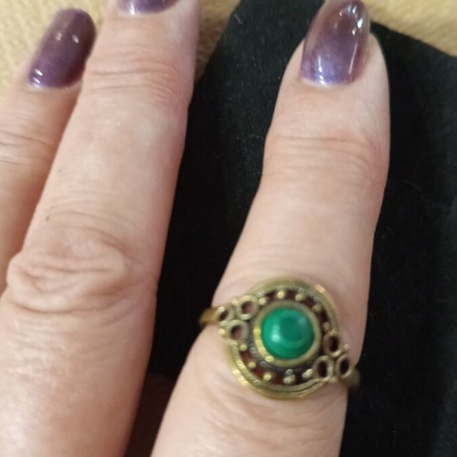 Women's ring with malachite energy crystal new