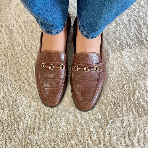 Chaniotakis Croco Leather Loafers size 41 like new, brown