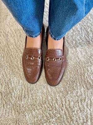 Chaniotakis Croco Leather Loafers size 41 like new, brown