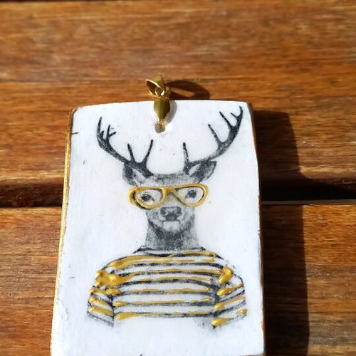 Handmade ceramic charm new 3.5x5.5cm
