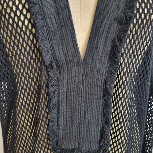 Cotton fishnet kaftan "Petra" black, Ancient Kallos