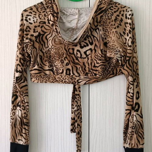 Leopard bolero used, thin, long-sleeve with hood, size S, M