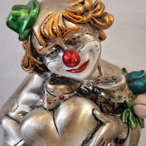 Vintage Bougelli Italian Sterling Silver Clown with Heart like New