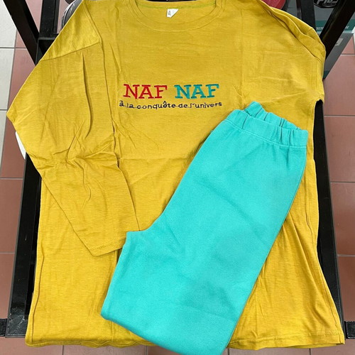 Women’s cotton blouse and leggings set like new yellow and turquoise