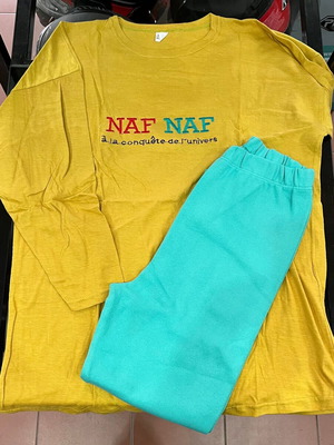 Women’s cotton blouse and leggings set like new yellow and turquoise