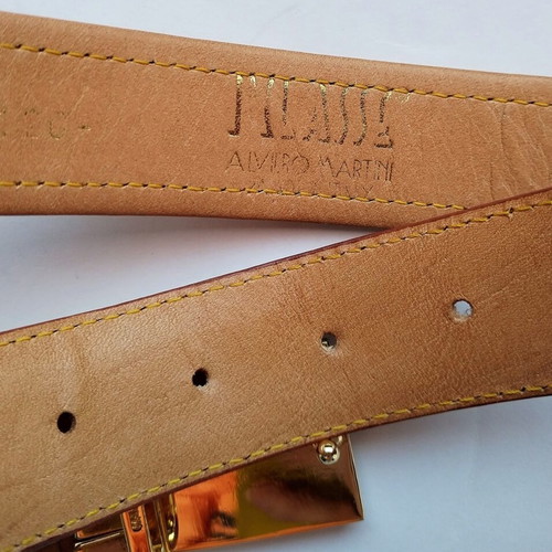 1st Classe Alviero Martini Geo Printed Leather Belt New, Size 100 cm