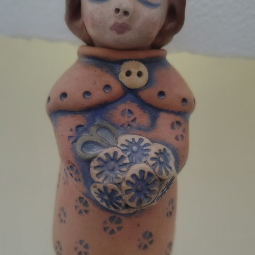 Ceramic girl bottle for perfume, new, 13 cm