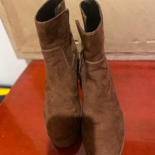 Bershka women's ankle boots used, suede look, size 40, brown