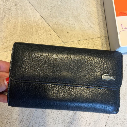 Lacoste leather wallet used, black