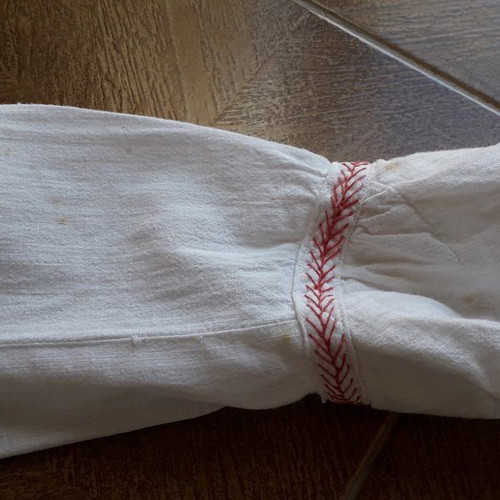 Vintage cotton shirt white with crochet lace used, size S