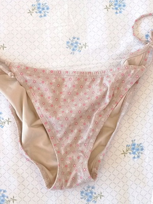 Victoria's Secret Bikini Bottom Large μπεζ με floral σχέδιο και κορδονάκια