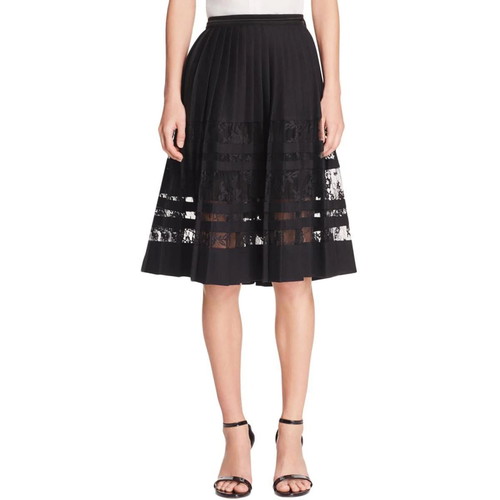 Elie Tahari black floral lace pleated skirt like new size 8