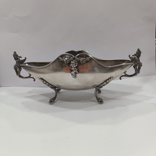 Vintage Soviet Silver-Plated Coupe Navette by Moscow Jewelry Factory 1971