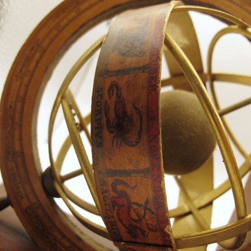 Vintage Italian bookends with armillary spheres globes 1960s–70s