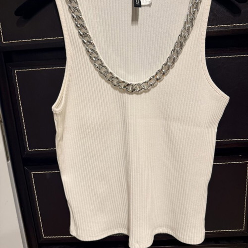 Tank top with integrated chain, new, H&M, size M, white
