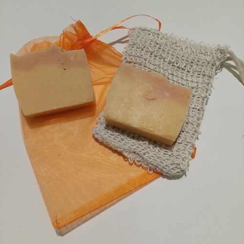 Handmade watermelon soap with gift loofah pouch