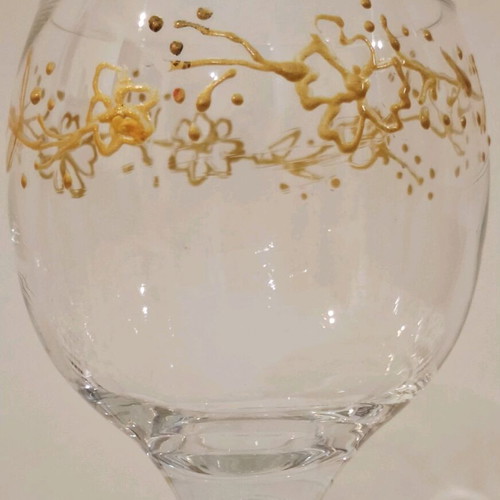 Decorative glass handmade with gold flowers like new
