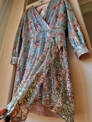 A.L.E. Mini Dress with Sequins and Floral Pattern New, Size L