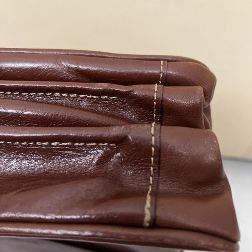 Vintage premium leather briefcase, brown, handmade in Greece