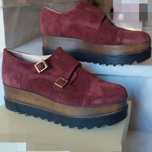 Bozikis platform shoes burgundy suede like new, size 41