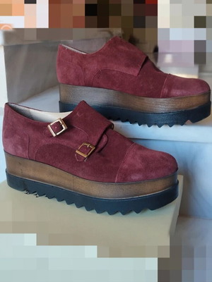 Bozikis platform shoes burgundy suede like new, size 41