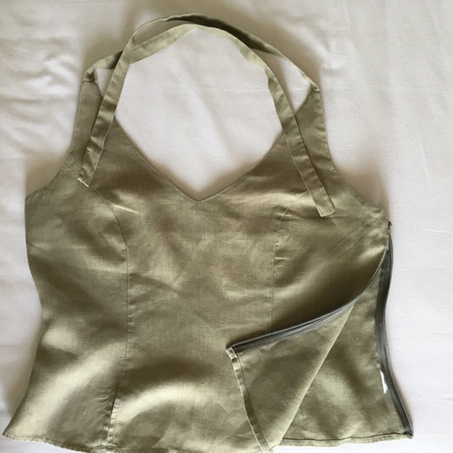 Raxevksy linen top used, khaki with side zipper