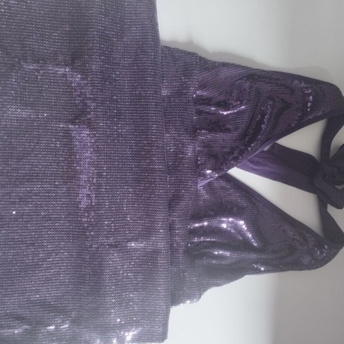 Ysatis mini dress used, purple with sequins, size M