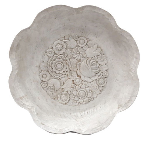 Vintage ceramic bowl with floral relief motif, like new, 25 cm