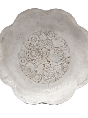 Vintage ceramic bowl with floral relief motif, like new, 25 cm