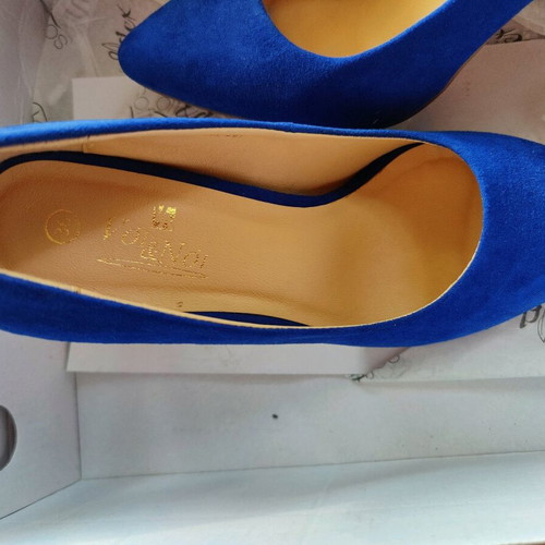 Suede blue electric pumps like new, size 36