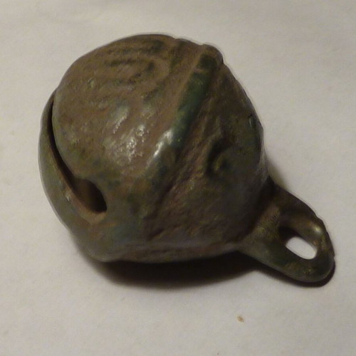 Antique bronze bell used, horse tack rattle