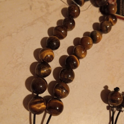 Handmade Komboloi with Tiger Eye and Silver, New