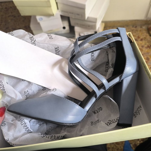 Blue sandals with block heel size 39
