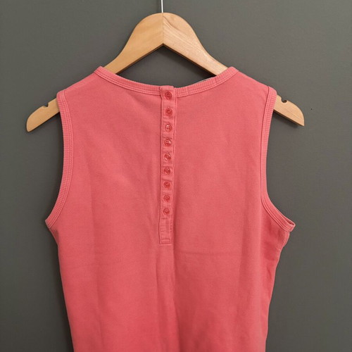 Lacoste Sleeveless Top XL with Button Back Detail, Like New, Pink