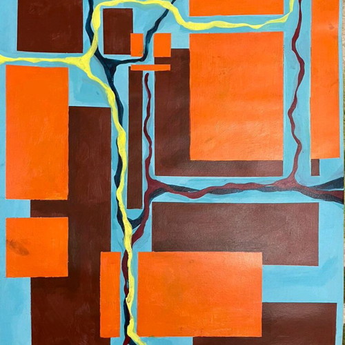Acrylic painting on paper new, handmade 50x70 cm