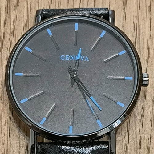 Geneva men's watch black minimal new