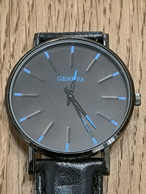 Geneva men's watch black minimal new
