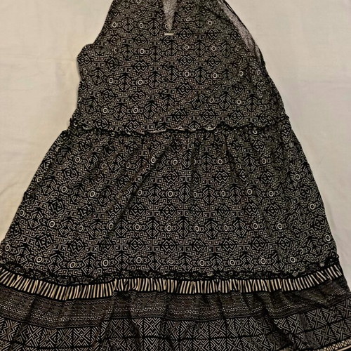 Toi&Moi boho dress Small, black and white pattern, halter neck