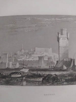 Ρόδος 1840 Χαλκογραφία μεταχειρισμένη