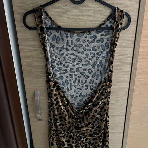 Dress with open back leopard print new brown