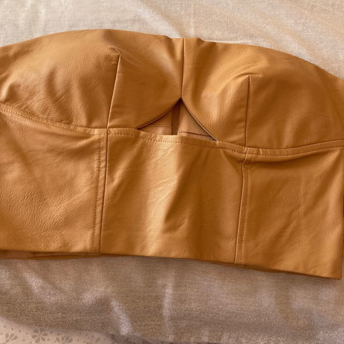 Vassia Kostara leather top new, brown, size M