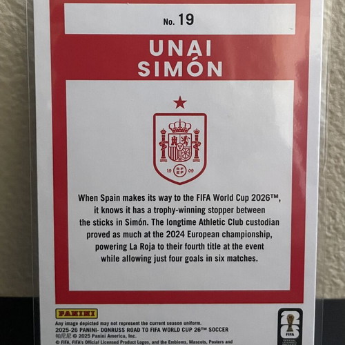 Unai Simon 2025-26 Donruss Road To FIFA World Cup Silver #19 card like new