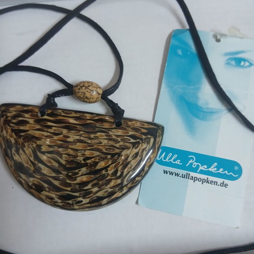 Ulla Popken long necklace, black and brown