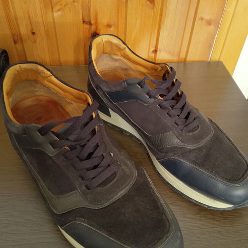 Massimo Dutti leather sneakers size 44 used, navy blue