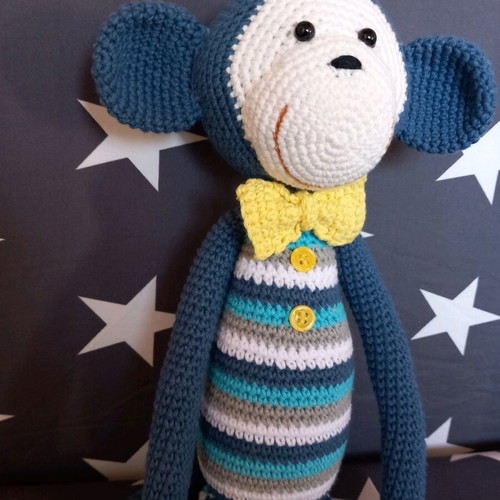 Handmade crocheted monkey new, 36 cm, cotton yarn